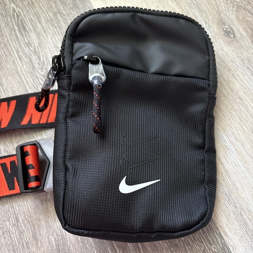 Nike Sportswear Essentials Hip Small Shoulder Chest Front Bag Black And Orange